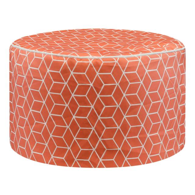 Rackhams Outdoor Pouf Ottoman – Terracotta Cube Inflatable Footstool - image 1
