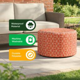 Rackhams Outdoor Pouf Ottoman – Terracotta Cube Inflatable Footstool - thumbnail 5