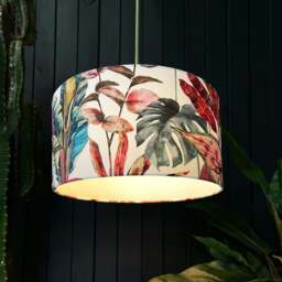 "Rackhams Ice Jungle Velvet Lampshade - Ceiling Pendant / Arc Lamp - 35cm Diameter x 25cm Height (14"" x 10"")" - thumbnail 2