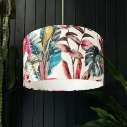 "Rackhams Ice Jungle Velvet Lampshade - Ceiling Pendant / Arc Lamp - 35cm Diameter x 25cm Height (14"" x 10"")" - thumbnail 1