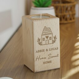 Rackhams Personalised New Home Wooden Tealight Holder - thumbnail 2