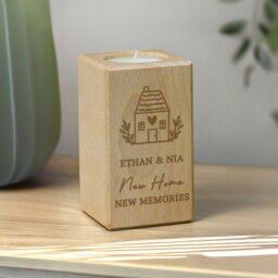 Rackhams Personalised New Home Wooden Tealight Holder - thumbnail 5