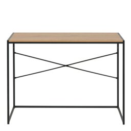 Rackhams Seaford Office Desk in Black & Oak - 1 - Black and Natural - 45 - thumbnail 2