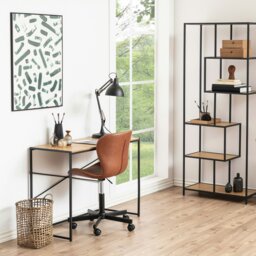 Rackhams Seaford Office Desk in Black & Oak - 1 - Black and Natural - 45 - thumbnail 4