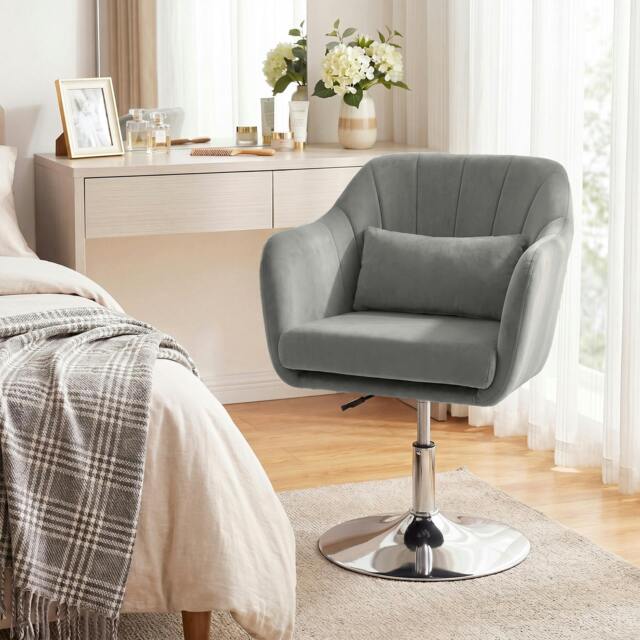 Rackhams Retro Velvet Swivel Tub Chair with Steel Frame - Grey - image 1