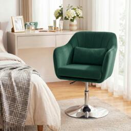 Rackhams Retro Velvet Swivel Tub Chair with Steel Frame - Grey - thumbnail 2
