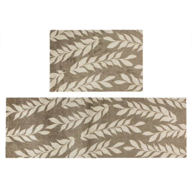 Rackhams Mega Mat Machine Washable Entrance Runner and Doormat Set, Brown Leaves - image 1