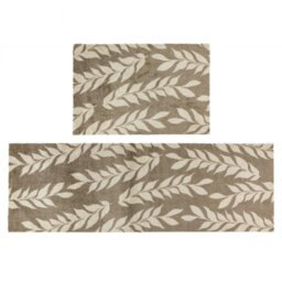 Rackhams Mega Mat Machine Washable Entrance Runner and Doormat Set, Brown Leaves - thumbnail 1