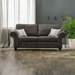 Rackhams Oakland Chesterfield Leather 3 Seater - Charcoal Grey