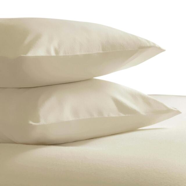 Rackhams Brushed Cotton Housewife Pillowcase (Pair) - Cream - One Size - Cream - 100% Brushed Cotton - image 1