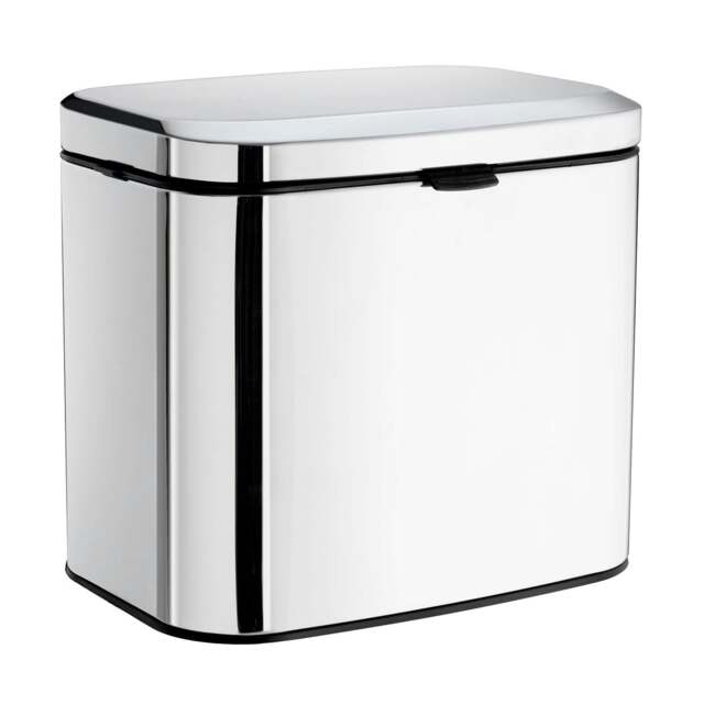 Rackhams Polished Stainless Steel 3L Wall Mounted Bathroom Bin with Easy Clean Inner Liner - image 1