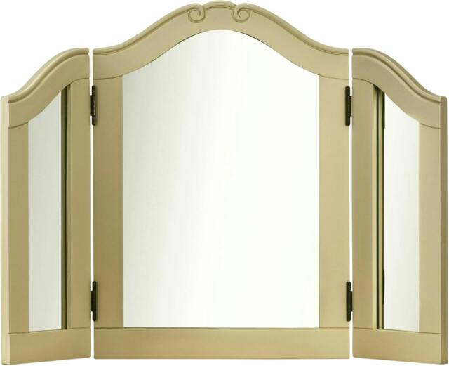 Rackhams Juliette 3-Way Dressing Table Mirror, Wooden Frame Tabletop Mirror - Gold - image 1