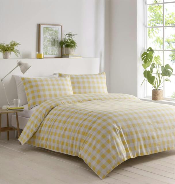Rackhams Gingham Yellow Duvet Cover Set - Single - Double - image 1