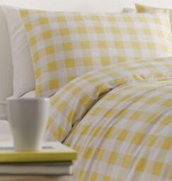 Rackhams Gingham Yellow Duvet Cover Set - Single - Double - thumbnail 2