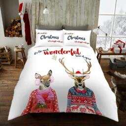 Rackhams Stags in Jumper Duvet Cover and Pillowcase Set - Double (200cm x 200cm)