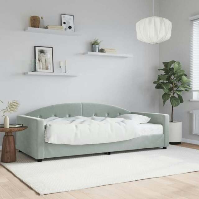Rackhams Daybed with Mattress Light Grey 90x190 cm Velvet