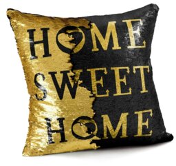 Rackhams Fun Sequins Home Sweet Home Cushion - 43cm x 43cm - Red Silver - thumbnail 2