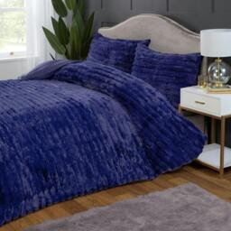 Rackhams Rabbit Fur Midnight Blue Duvet Cover Set - Double - thumbnail 3