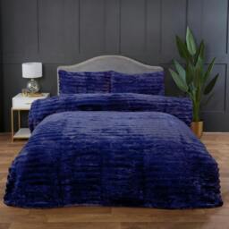 Rackhams Rabbit Fur Midnight Blue Duvet Cover Set - Double