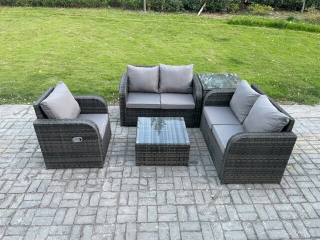 Rackhams 5 Piece Garden Furniture Sets 5 Seater Outdoor Patio Furniture Set Weaving Wicker Rattan Sofa Chair and Table with Side Table - image 1