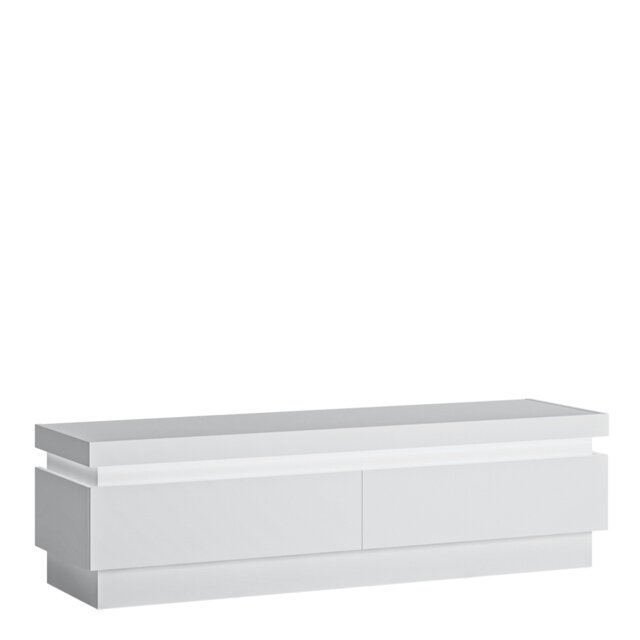 Rackhams Lyon 2 Drawer TV Cabinet (including LED lighting) in White and High Gloss - 1 - image 1