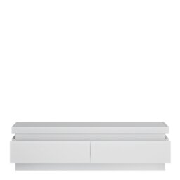 Rackhams Lyon 2 Drawer TV Cabinet (including LED lighting) in White and High Gloss - 1 - thumbnail 2