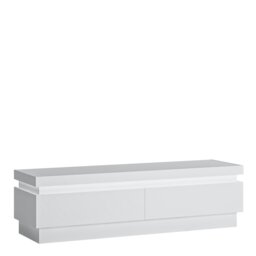 Rackhams Lyon 2 Drawer TV Cabinet (including LED lighting) in White and High Gloss - 1 - thumbnail 1