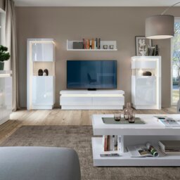 Rackhams Lyon 2 Drawer TV Cabinet (including LED lighting) in White and High Gloss - 1 - thumbnail 3