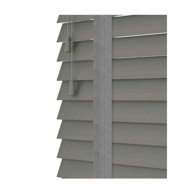 Rackhams Smooth Grey Faux Wood Venetian Blinds with Tapes (130cm Drop) - 250cm - image 1