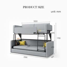 Rackhams SB142 Two Seater Sofa Bed, Kid Bunk Bed - Greyish Brown - thumbnail 6