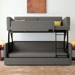 Rackhams SB142 Two Seater Sofa Bed, Kid Bunk Bed - Greyish Brown - thumbnail 1