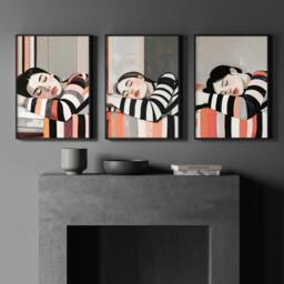 Rackhams Frames Poster - Set of 3 Boho Women Wall art Prints - 20 x 30 in / 50 x 76 cm - Polyester Canvas 260 gsm - Canvas wrapped - thumbnail 5