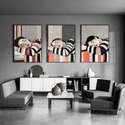 Rackhams Frames Poster - Set of 3 Boho Women Wall art Prints - 20 x 30 in / 50 x 76 cm - Polyester Canvas 260 gsm - Canvas wrapped - thumbnail 6