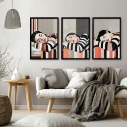 Rackhams Frames Poster - Set of 3 Boho Women Wall art Prints - 20 x 30 in / 50 x 76 cm - Polyester Canvas 260 gsm - Canvas wrapped - thumbnail 2