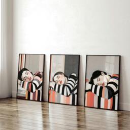 Rackhams Frames Poster - Set of 3 Boho Women Wall art Prints - 20 x 30 in / 50 x 76 cm - Polyester Canvas 260 gsm - Canvas wrapped - thumbnail 4