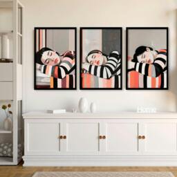 Rackhams Frames Poster - Set of 3 Boho Women Wall art Prints - 20 x 30 in / 50 x 76 cm - Polyester Canvas 260 gsm - Canvas wrapped