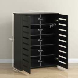 Rackhams Shoe Storage Cabinet with Slatted Doors for 15 Pairs of Shoes Black - Black - thumbnail 6