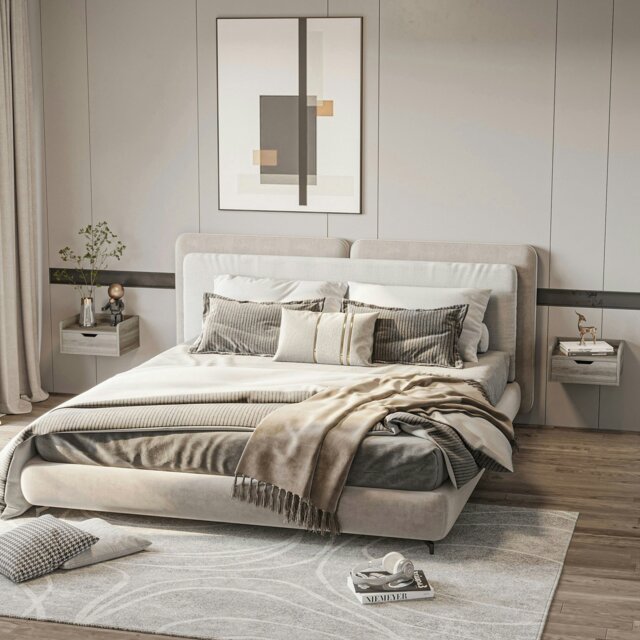 Rackhams Floating Nightstand Set of 2, Nightstand with Drawer, Grey - Grey - image 1