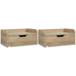 Rackhams Floating Nightstand Set of 2, Nightstand with Drawer, Grey - Grey - thumbnail 6