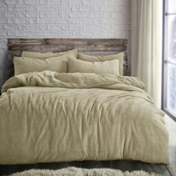Rackhams Plain Teddy Fluffy and Warm Fleece Duvet Cover Set - Taupe - Single - thumbnail 1