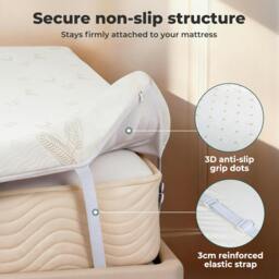 Rackhams Mattress Topper Memory Foam Super King Dual Layer Pressure Relief Washable - thumbnail 6