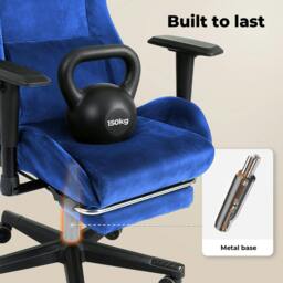 Rackhams Office Desk Chair Gaming Recliner Adjustable Height with Footrest Blue - thumbnail 4
