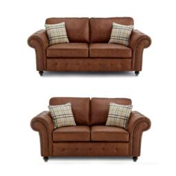 Rackhams Oakland Suede Sofa 3+2 Seater Fabric Sofa in Tan Brown - 3 Seater & 2 Seater Set - thumbnail 3
