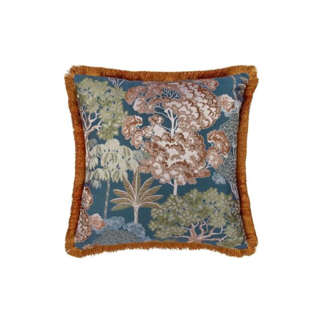 Rackhams Nature Woodlands Jacquard Floral Cushion Cover - Navy - 55cm x 55cm - Navy - 100% Polyester - image 1