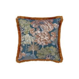 Rackhams Nature Woodlands Jacquard Floral Cushion Cover - Navy - 55cm x 55cm - Navy - 100% Polyester