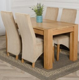Rackhams Kuba Medium Oak Dining Table with Lola Fabric Chairs - 6 chairs - Black - thumbnail 3