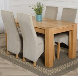 Rackhams Kuba Medium Oak Dining Table with Lola Fabric Chairs - 6 chairs - Black - thumbnail 5