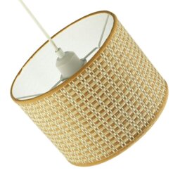 Rackhams Vintage Reeded Paper Round Lamp Shade with Taupe Cotton Fabric Trims - thumbnail 4