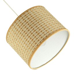 Rackhams Vintage Reeded Paper Round Lamp Shade with Taupe Cotton Fabric Trims - thumbnail 5