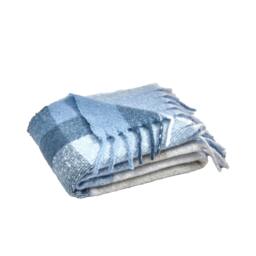 Rackhams Faux Mohair Check Blanket Throw Blue - 130 x 170 cm - Blue - thumbnail 4